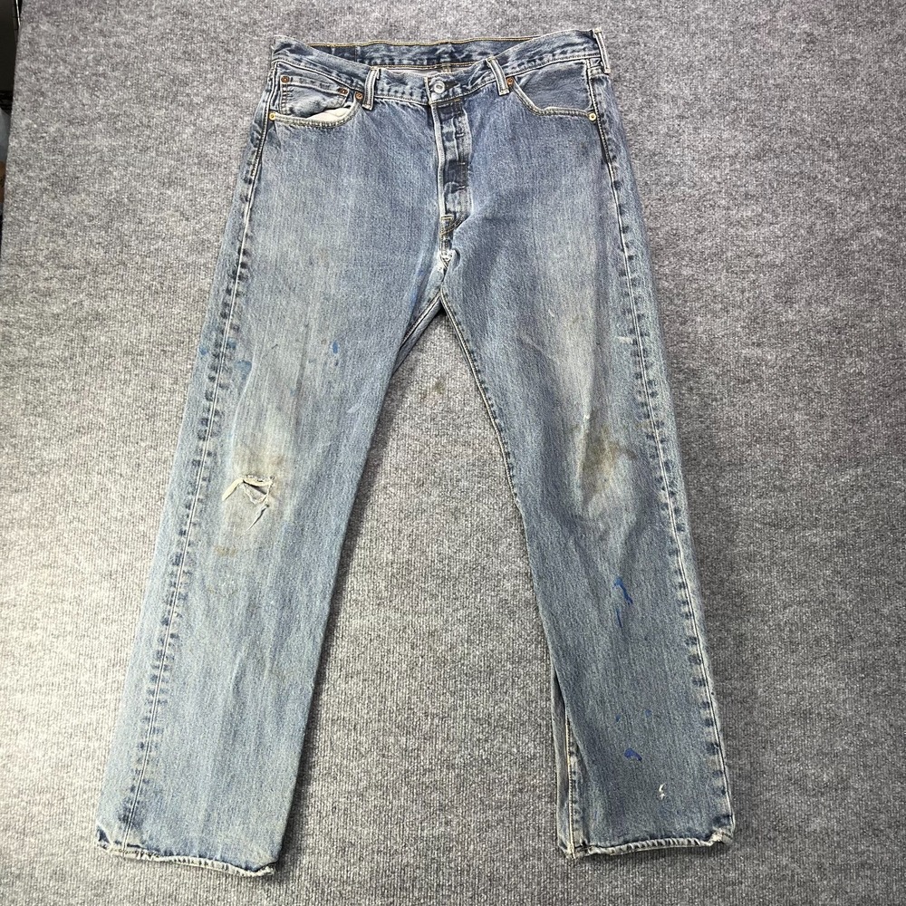Levi's 501 Button Fly‎ Jeans Men's Blue Denim Cotton Straight Leg Y2K - 36X31.5